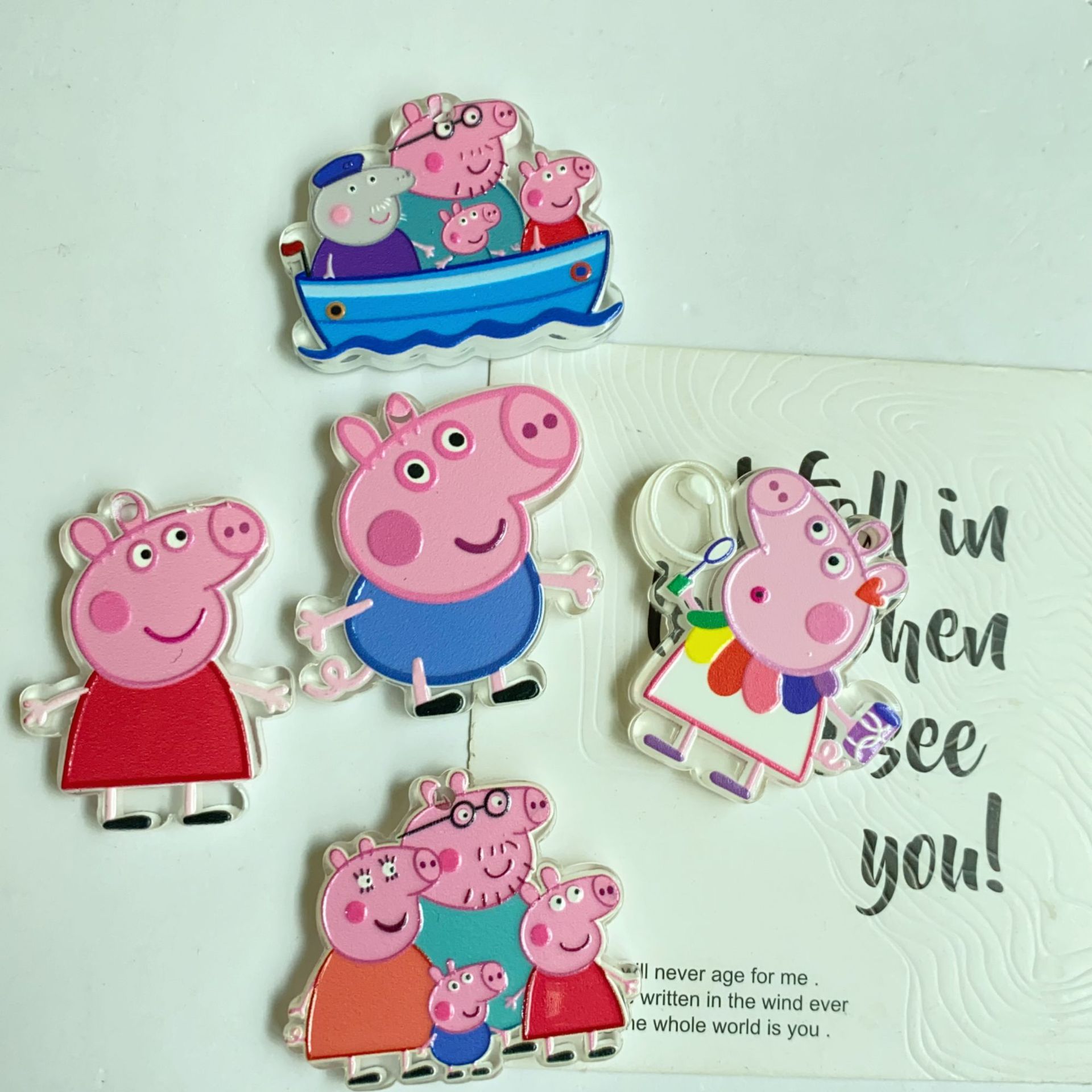 Phone Accessories Keychain - 홀로그램 광택 오일 엠보싱 펜던트, 만화
