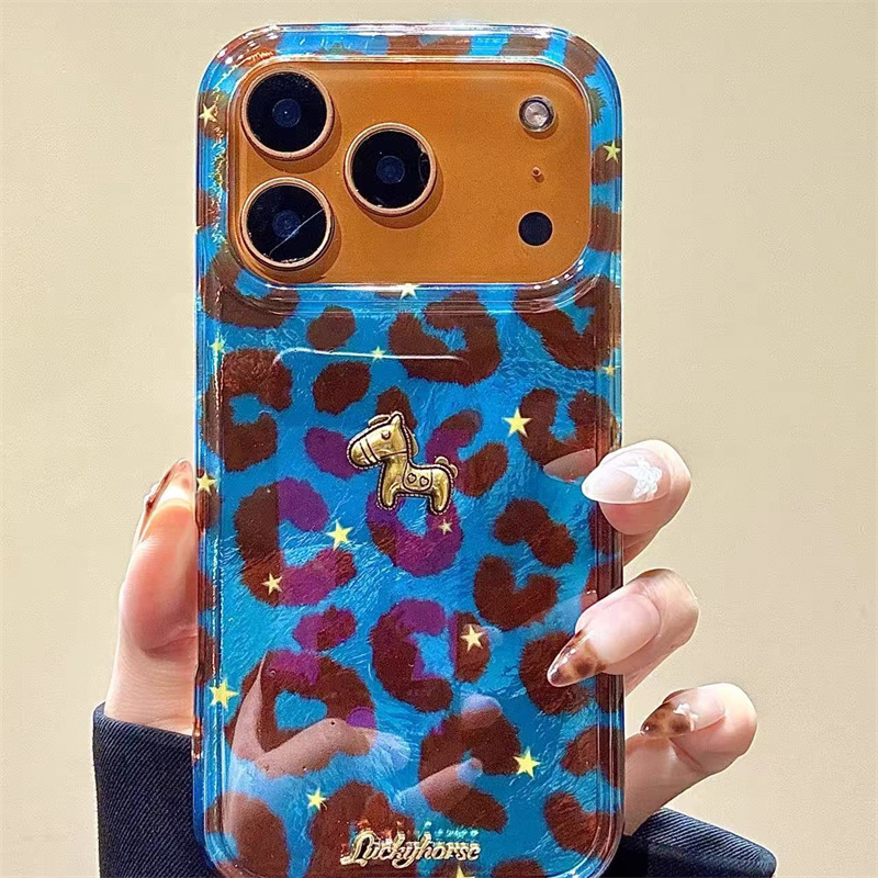 Phone Accessories Background - 틴포일 패턴 블루 배경 레오파드 프린트