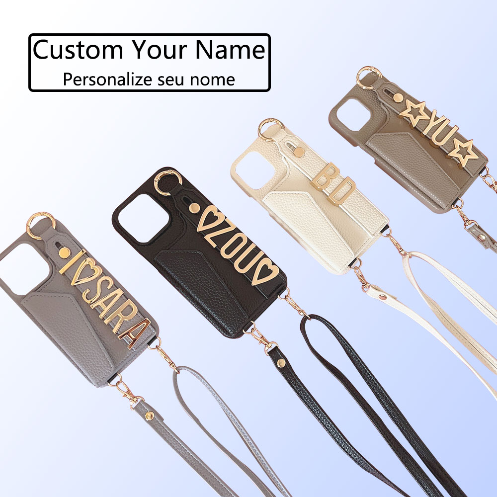 Phone Accessories Names - 크로스바디 맞춤형 이름 금속 글자 랜야드