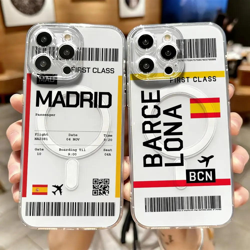 Magnetic Phone Case - 여행용 비행기 티켓 스페인 휴대폰 케이스