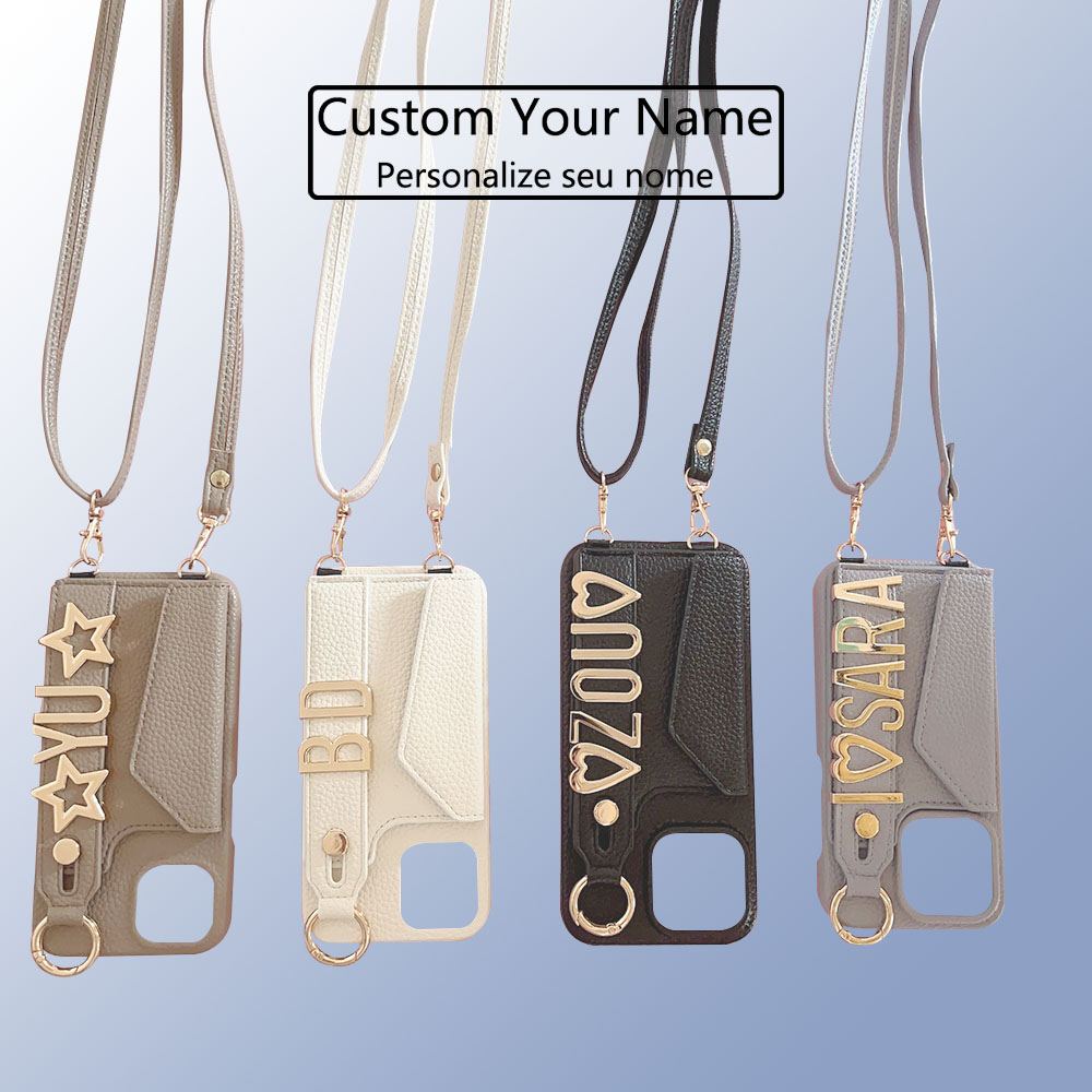 크로스바디 맞춤형 이름 금속 글자 랜야드 가죽 휴대폰  - Phone Accessories Names 리뷰 및 가격