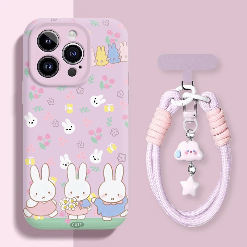미피 귀여운 토끼 무늬 휴대폰 케이스, 분홍색 꽃무늬  - Phone Accessories Background 리뷰 및 가격