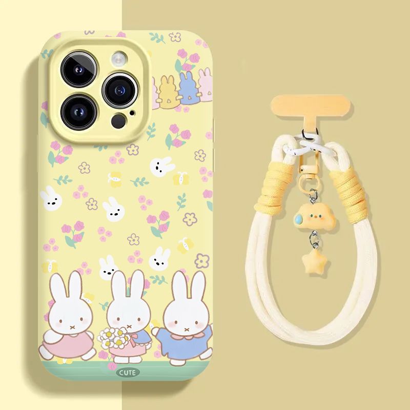 미피 귀여운 토끼 무늬 휴대폰 케이스, 분홍색 꽃무늬  - Phone Accessories Background 리뷰 및 가격