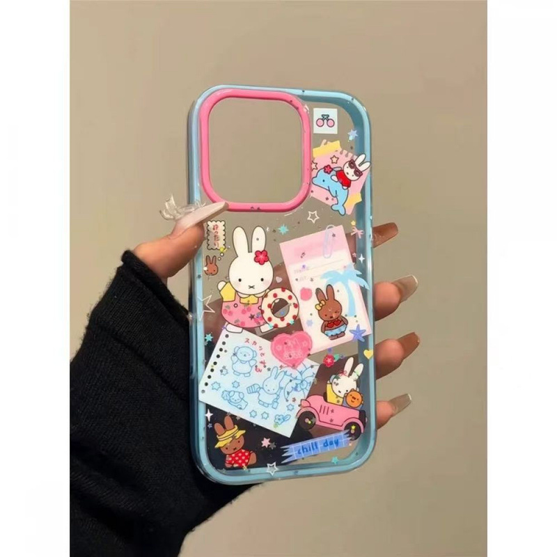 미피 귀여운 토끼 무늬 휴대폰 케이스, 분홍색 꽃무늬  - Phone Accessories Background 리뷰 및 가격