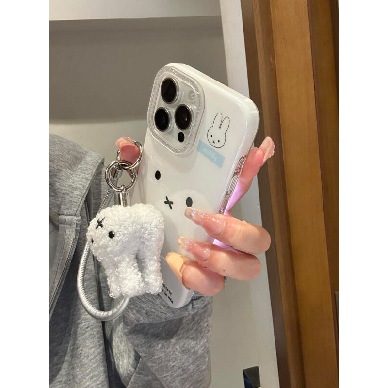 미피 토끼 폰 케이스, 귀여운 만화 손잡이, 반짝이 핑 - Phone Accessories Background 리뷰 및 가격