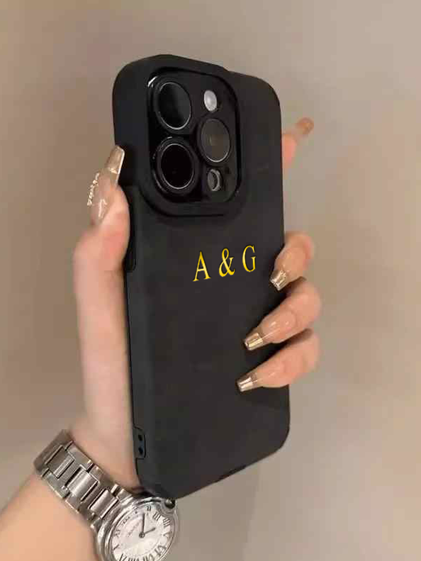 럭셔리 램스킨 가죽 맞춤형 이니셜 이름 케이스 아이폰  - Phone Accessories Names 리뷰 및 가격
