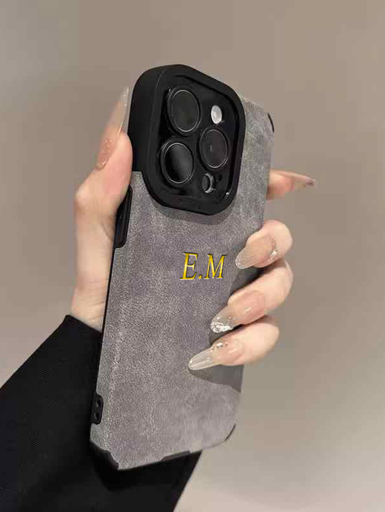 럭셔리 램스킨 가죽 맞춤형 이니셜 이름 케이스 아이폰  - Phone Accessories Names 리뷰 및 가격